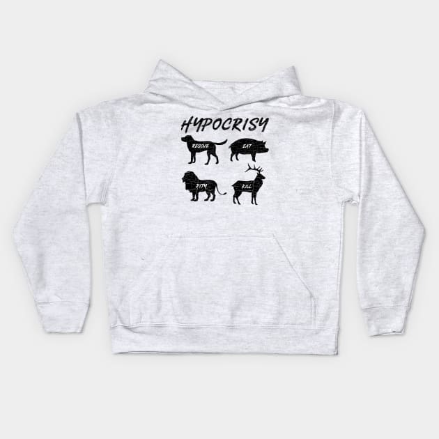 'Hypocrisy' Funny Vegan Vegetarian Kids Hoodie by ourwackyhome